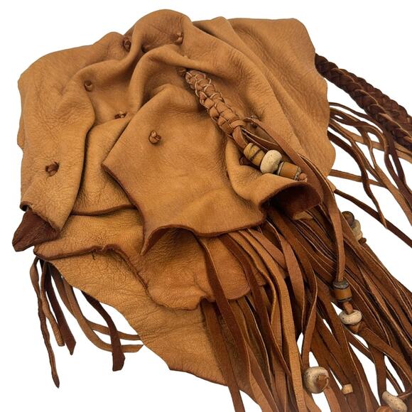 Vintage handmade Carol Kotozre deer skin leather fringe bag - Picture 5 of 10